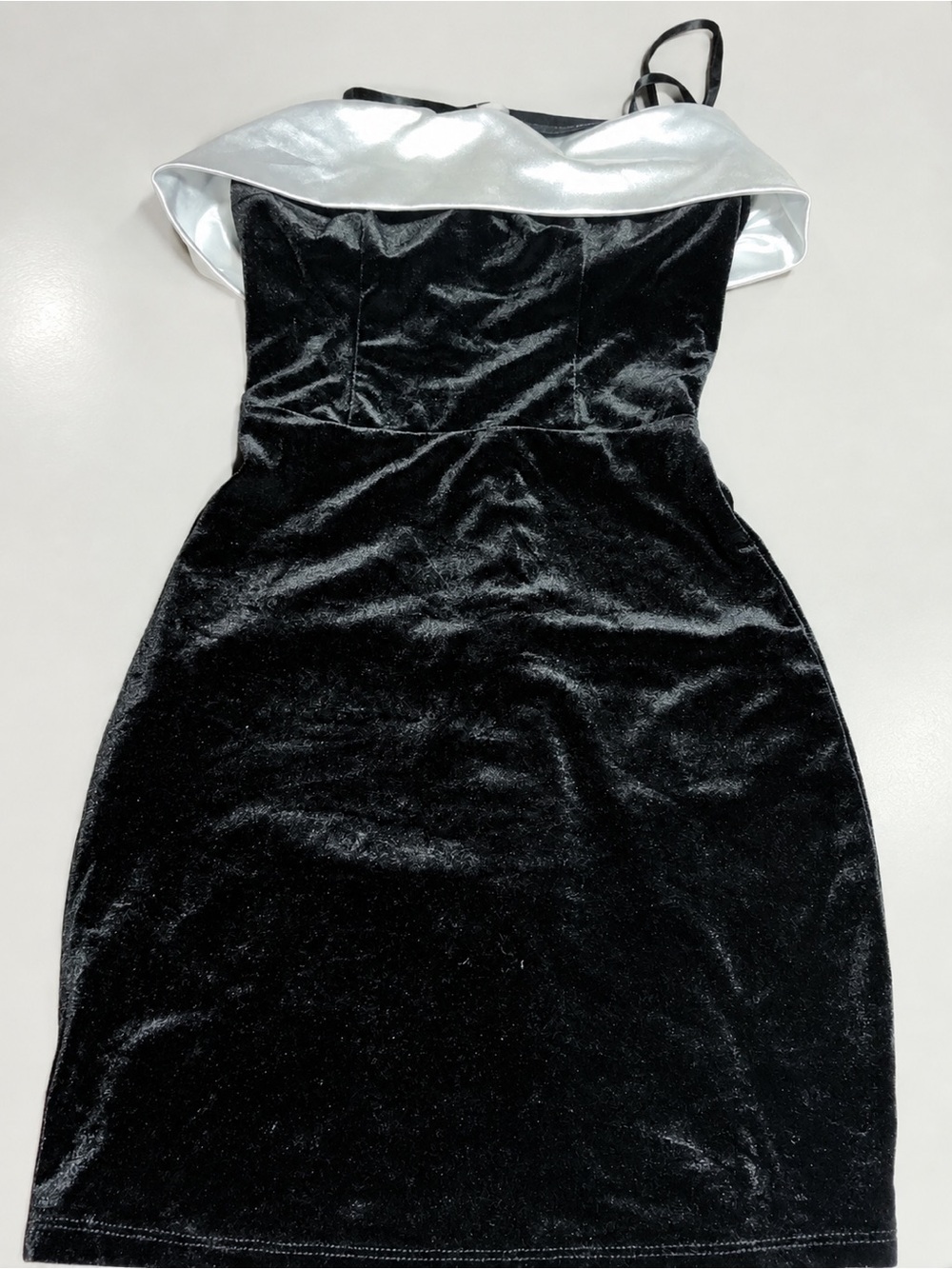 B Darlin Black Velvet Strapless Dress with Silver Fold-Over Accent